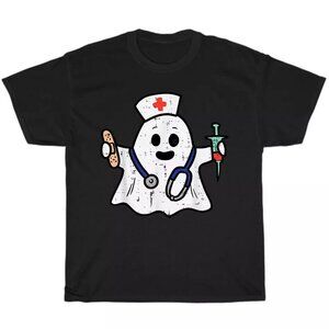 Nurse Ghost Scrub Top T-Shirt, Halloween Costume Graphic Tee for Nurses & RNs 51